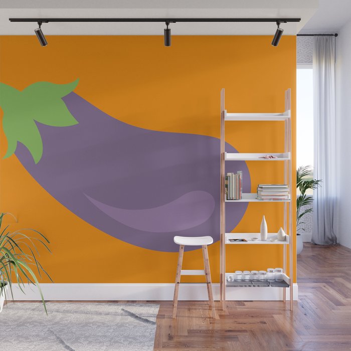 Eggplant on Orange Wall Mural