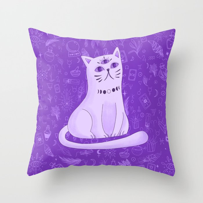 Mystic Cat 1 Throw Pillow