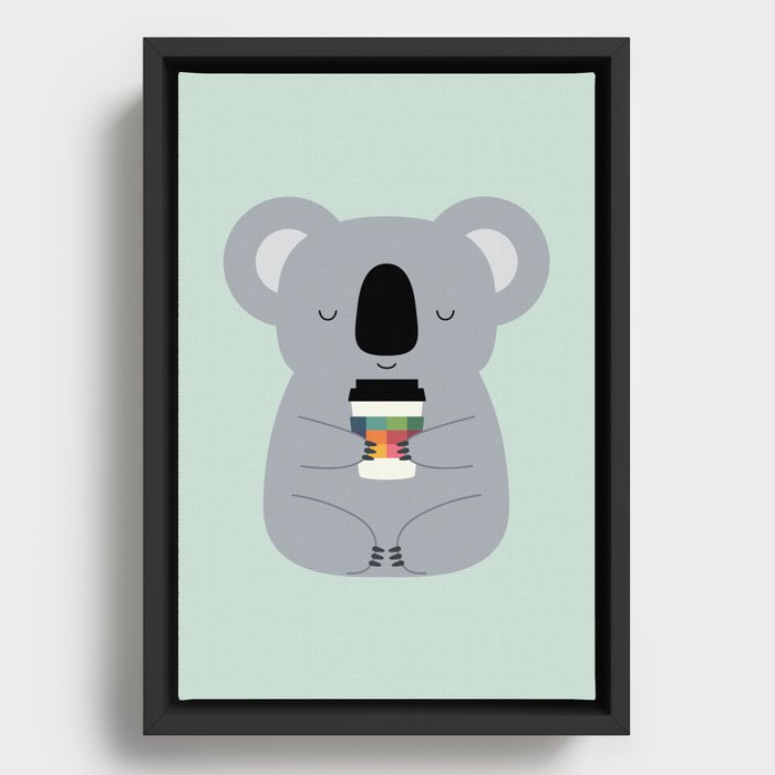 Koala Coffee Time Framed Canvas