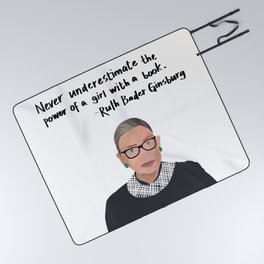 RBG Girl with a Book Quote Picnic Blanket