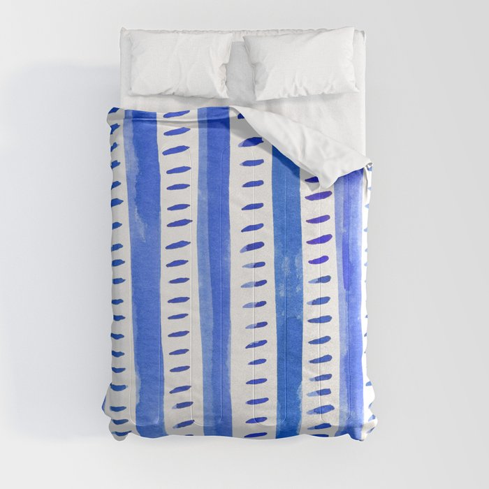 Watercolor lines - blue Comforter