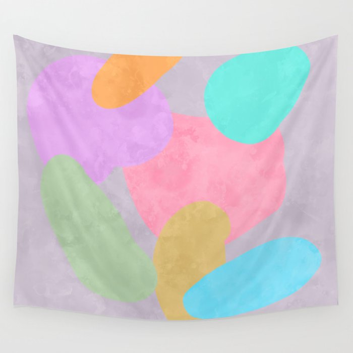 Modern Pastel Abstract Geometric Watercolor Shapes Wall Tapestry