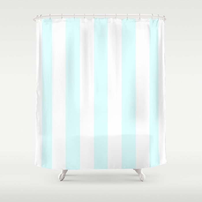Light cyan heavenly - solid color - white vertical lines pattern Shower Curtain