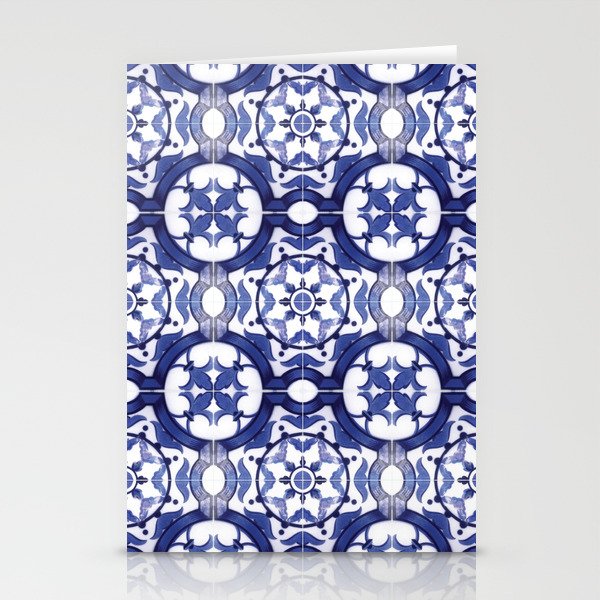Portuguese Tiles Azulejos Blue and White Pattern Stationery Cards