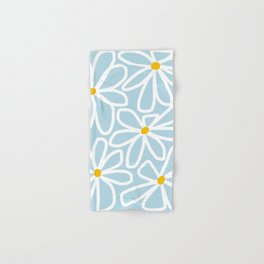Daisy chain - pastel blue Hand & Bath Towel | Daisies, Lineart, Abstract, Flowers, Boho, Curated, Drawing, Pattern, Matisse, Minimal 
