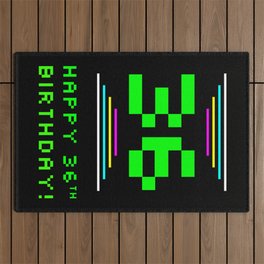 [ Thumbnail: 36th Birthday - Nerdy Geeky Pixelated 8-Bit Computing Graphics Inspired Look Outdoor Rug ]