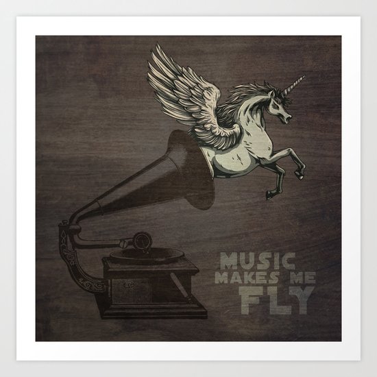 Music makes me fly Art Print