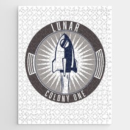 Lunar colony one mission patch. Jigsaw Puzzle