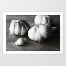 Garlic Black and White Food Photography Art Print