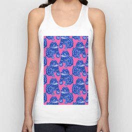 Chinese Guardian Lion Statues in Pottery Blue + Pink Tank Top
