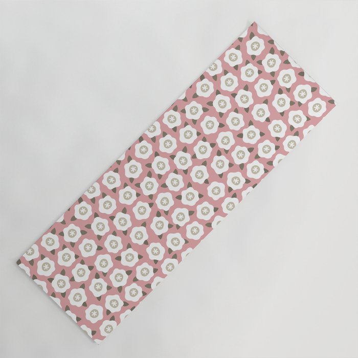 Seamless pattern with cute flowers on pink background. Yoga Mat by