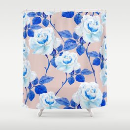 Roses watercolor illustration print pattern Shower Curtain