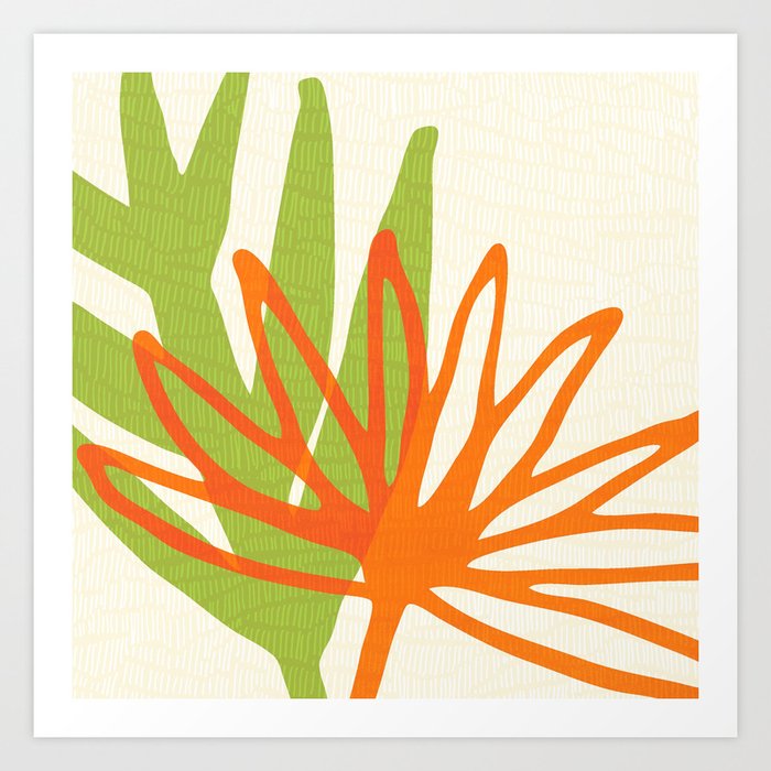 All Day Everyday in Green and Orange Nature Art Print