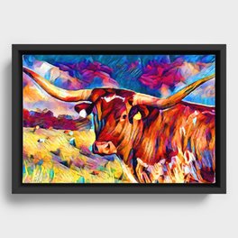 Texas Longhorn 3 Framed Canvas