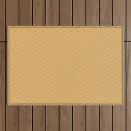 [ Thumbnail: Orange & Tan Colored Striped/Lined Pattern Outdoor Rug ]