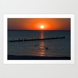 Holy sunset on the Baltic Sea Art Print | Beachtime, Redsky, Goldensun, Seaside, Photo, Color, Summer, Animal, Sea, Nature 