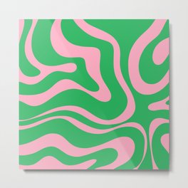 Pink and Spring Green Modern Liquid Swirl Abstract Pattern Metal Print