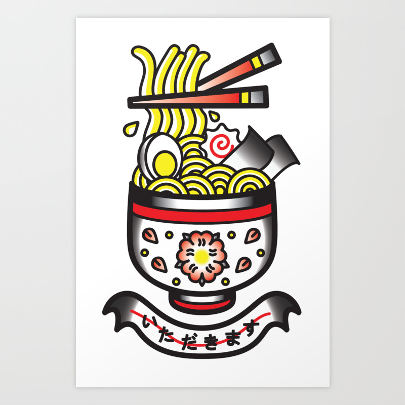 Ramen Traditional Tattoo Style Art Print By Lilianvictoria Society6