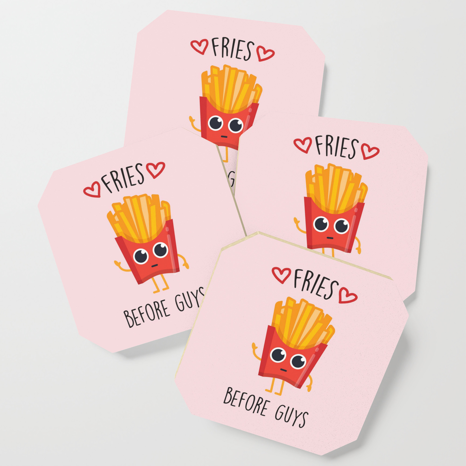 Fries Before Guys Funny Cute Quote Coaster By Streetstyle Society6