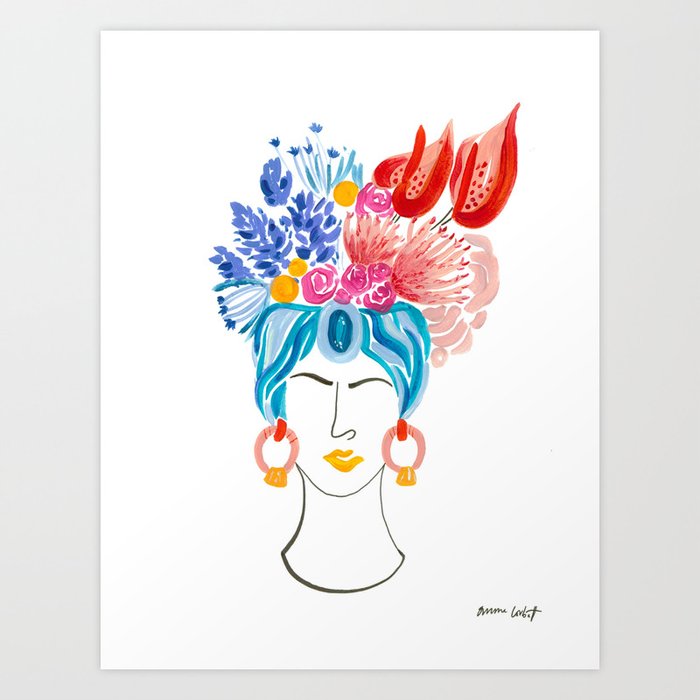 Flowers in Her Hair 2 Art Print