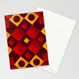 Red, Brown & Yellow Color Square Design Stationery Card