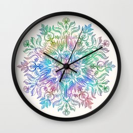 Nature Mandala in Rainbow Hues Wall Clock