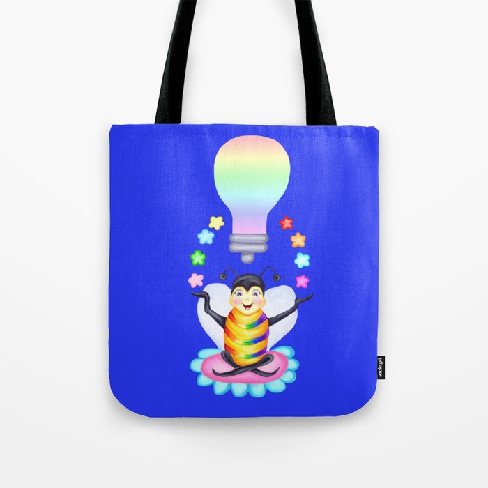 Bee Rainbow Lightbulb Idea Tote Bag