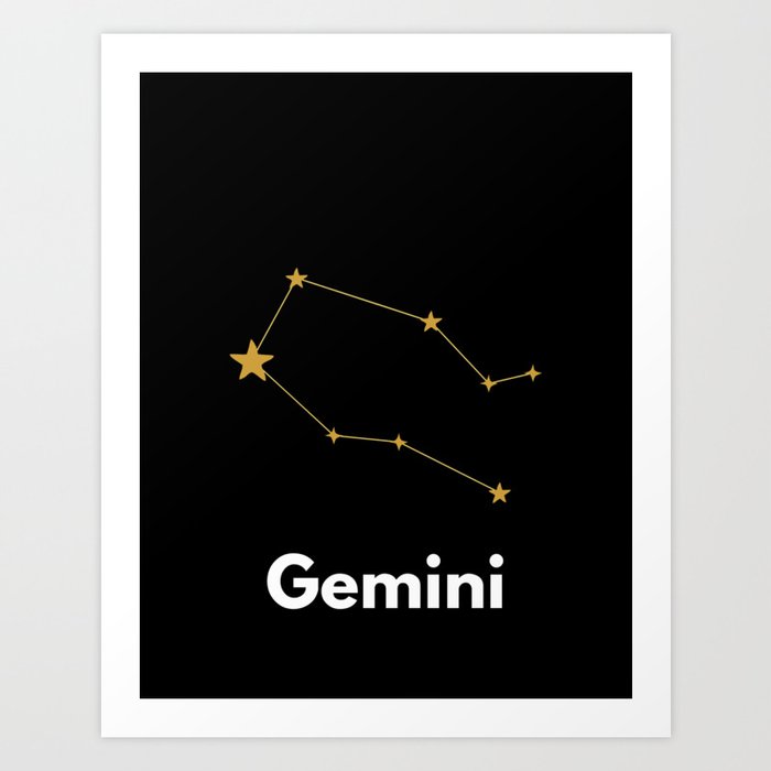 Gemini, Gemini Zodiac, Black Art Print