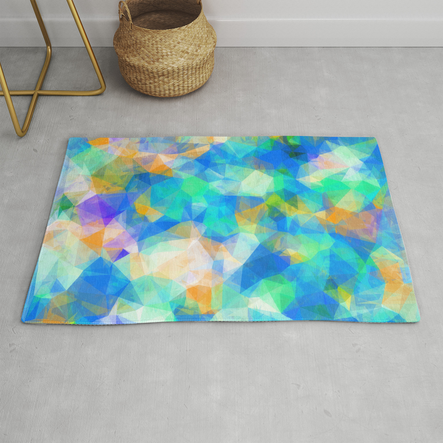 Geometric Triangle Pattern Abstract Background In Blue Green