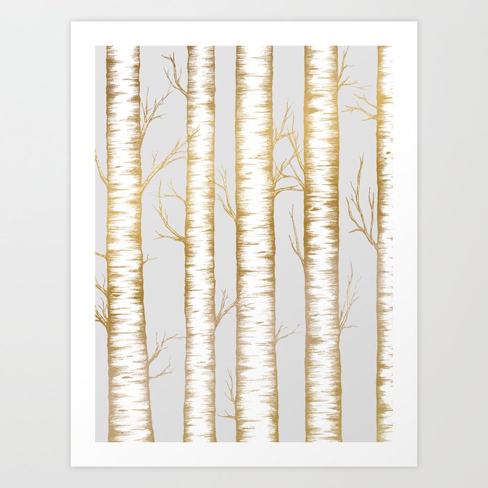 Metallic Birch Trees Art Print By Barlena Society6 - Metallic Birch Tree Wall Art Metallic Birch Trees Art Print By Barlena Society6 - Metallic Birch Tree Wall Art