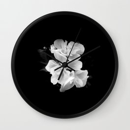 Black and white geranium still-life, Modern minimalist dark moody botanical flower Wall Clock