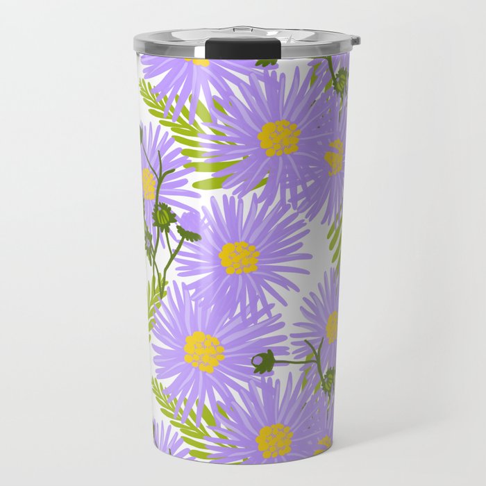 Retro Modern Summer Purple Aster Flowers Travel Mug