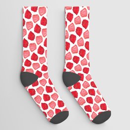 Red & Pink Jello Pattern - White Socks