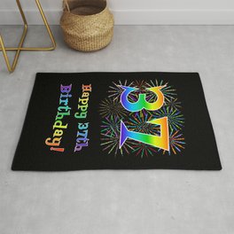 [ Thumbnail: 37th Birthday - Fun Rainbow Spectrum Gradient Pattern Text, Bursting Fireworks Inspired Background Rug ]