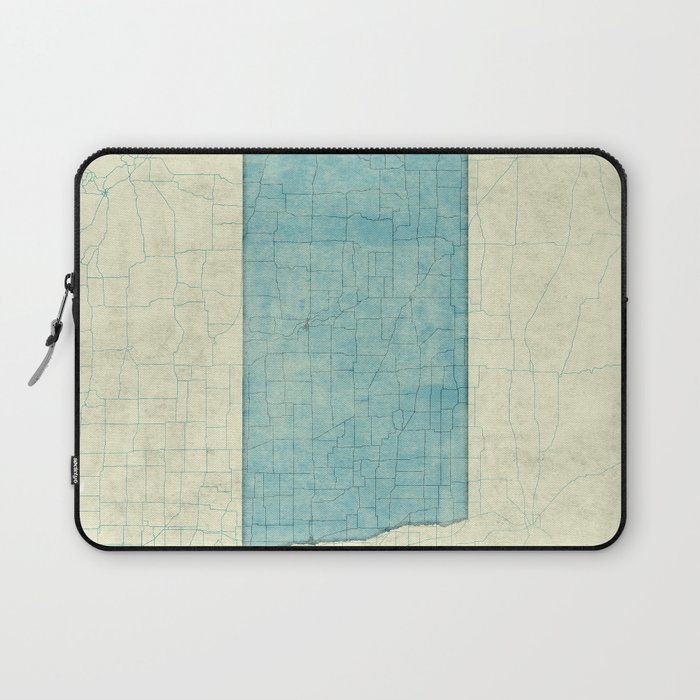 North Dakota State Map Blue Vintage Laptop Sleeve