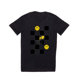 Checkered Smiley Face & Peace Sign T Shirt