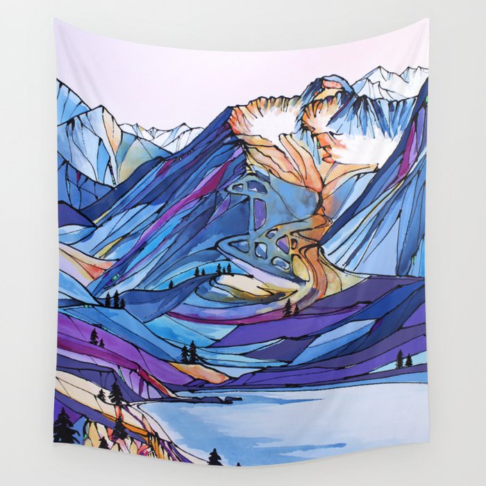 Alyeska Allure Colorful Mountains Wall Tapestry