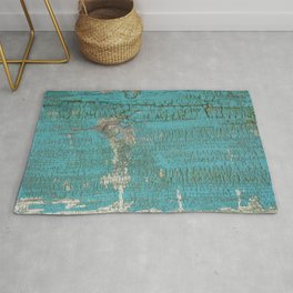 Rustic Wood with Bright Turquoise Paint Weathered Aged to perfection Rug