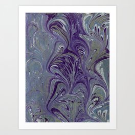 Purple, Blue, & Green Marbled Art Print