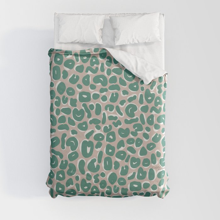 Leopard Print Abstractions – Mint Duvet Cover