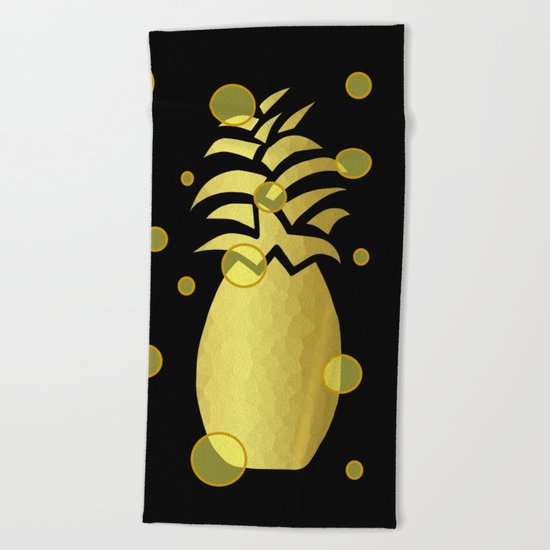 Ornate Gold Pineapple Beach Towel