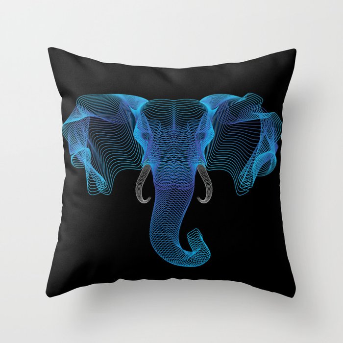 The Eloofah Elephant (Blue) Throw Pillow