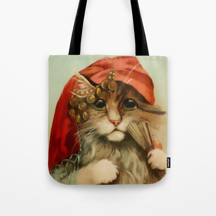 “Gypsy Cat with Fan and Scarf” by Maurice Boulanger Tote Bag