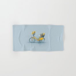 Yellow vintage bike with sunflowers Hand & Bath Towel