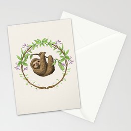 Sloth in Jungle Wreath Stationery Cards