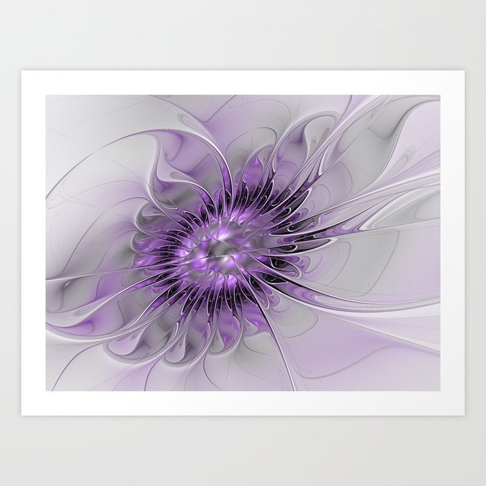 Lilac Fantasy Flower, Fractal Art Art Print
