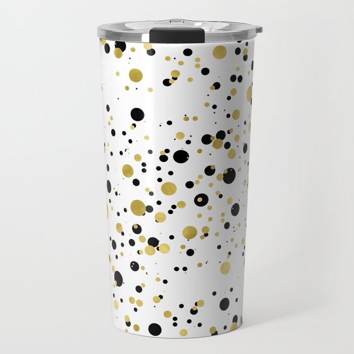 Gold and Black Confetti Travel Mug