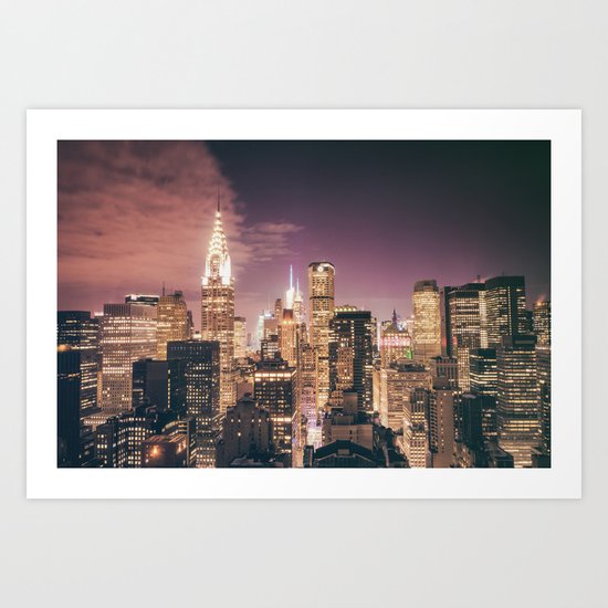 New York City - Chrysler Building Lights Art Print