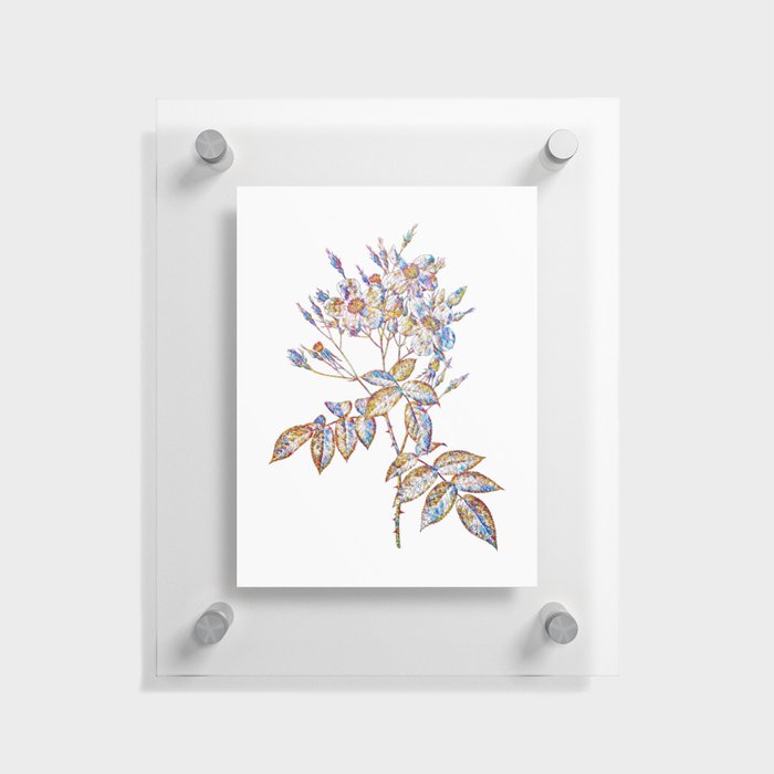 Floral Musk Rose Mosaic on White Floating Acrylic Print