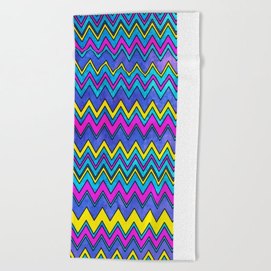 Neon Wave Beach Towel